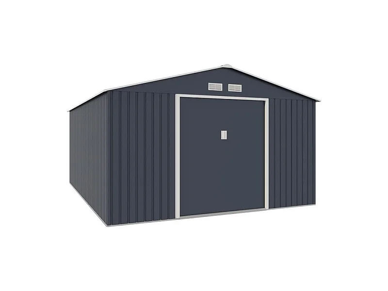 Abri de jardin en métal 15,16 m² - Kit d'ancrage inclus - Gris anthracite