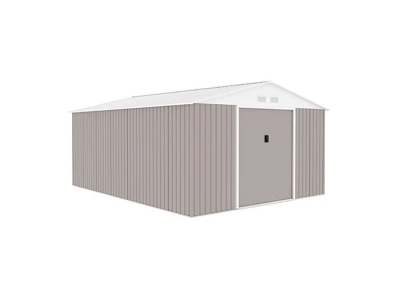 Abri de jardin en métal 15,16 m² - Kit d'ancrage inclus - Taupe