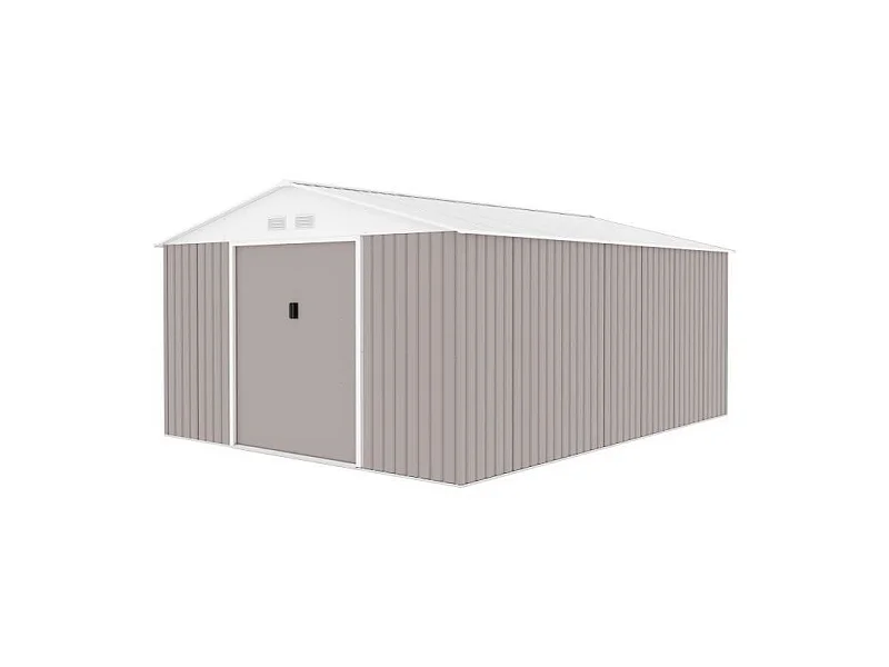 Abri de jardin en métal 15,16 m² - Kit d'ancrage inclus - Taupe