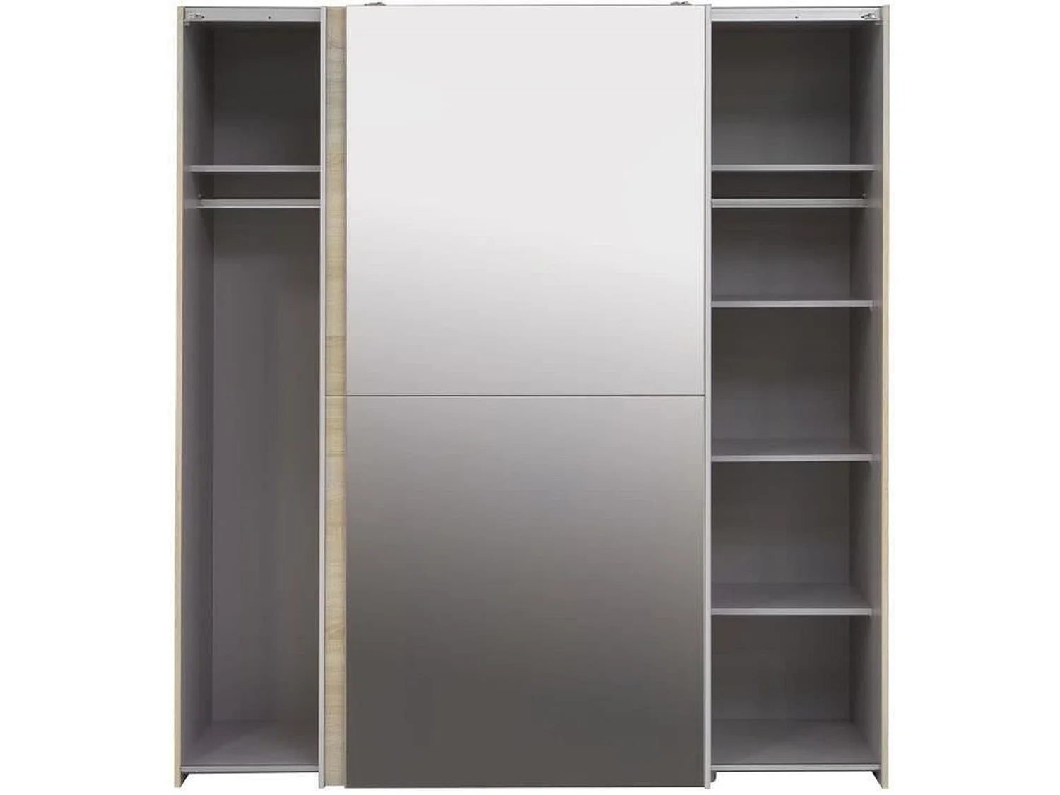 Armario 2 puertas correderas con espejo - roble sonoma - 170,3 x 61,2 x 190,5 cm - ULOS