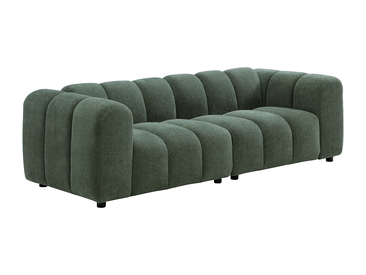Canapé modulable 3 places en tissu texturé vert sapin JUTINI