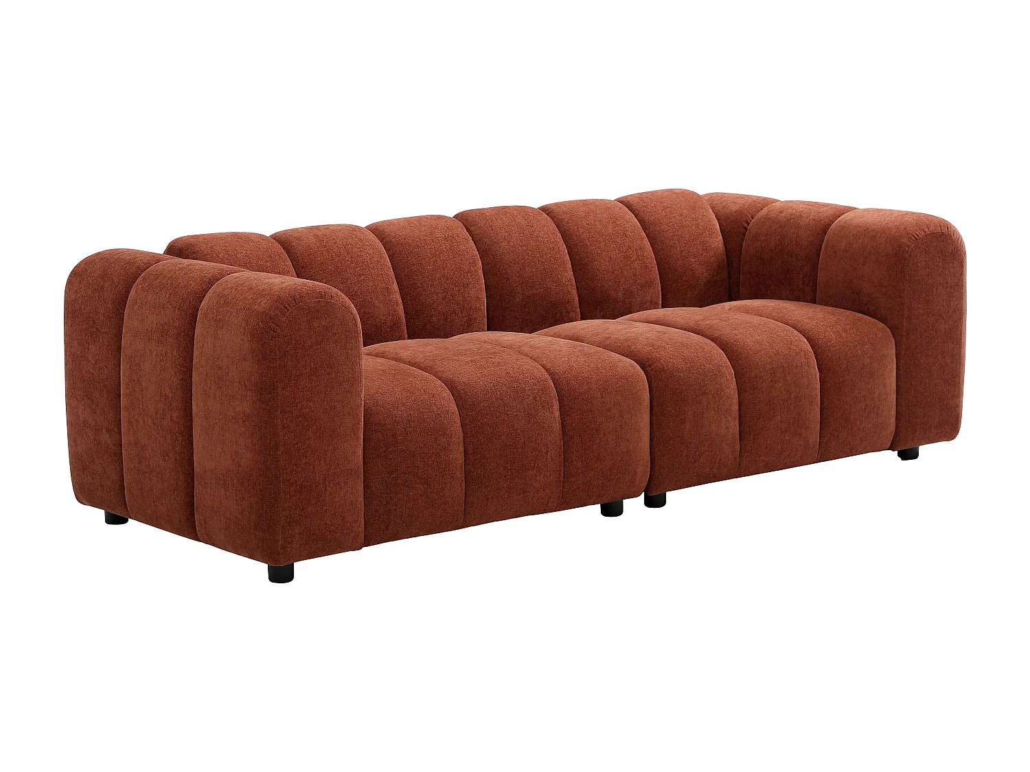 Canapé modulable 3 places en tissu texturé terracotta JUTINI