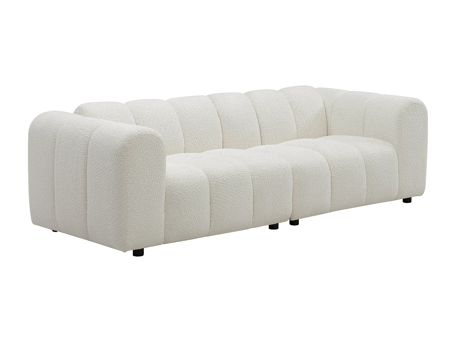 Canapé modulable 3 places en tissu bouclette blanc cassé JUTINI