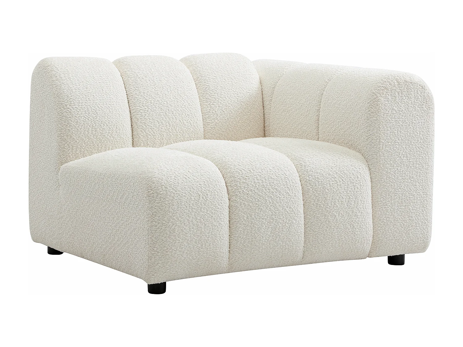 Canapé modulable 3 places en tissu bouclette blanc cassé JUTINI