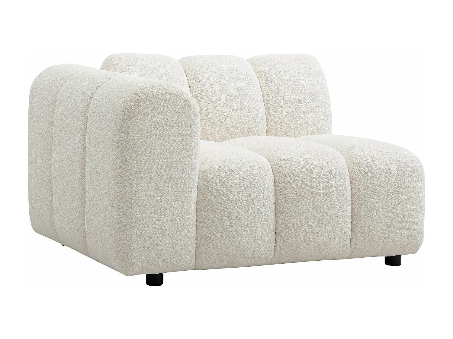 Canapé modulable 3 places en tissu bouclette blanc cassé JUTINI
