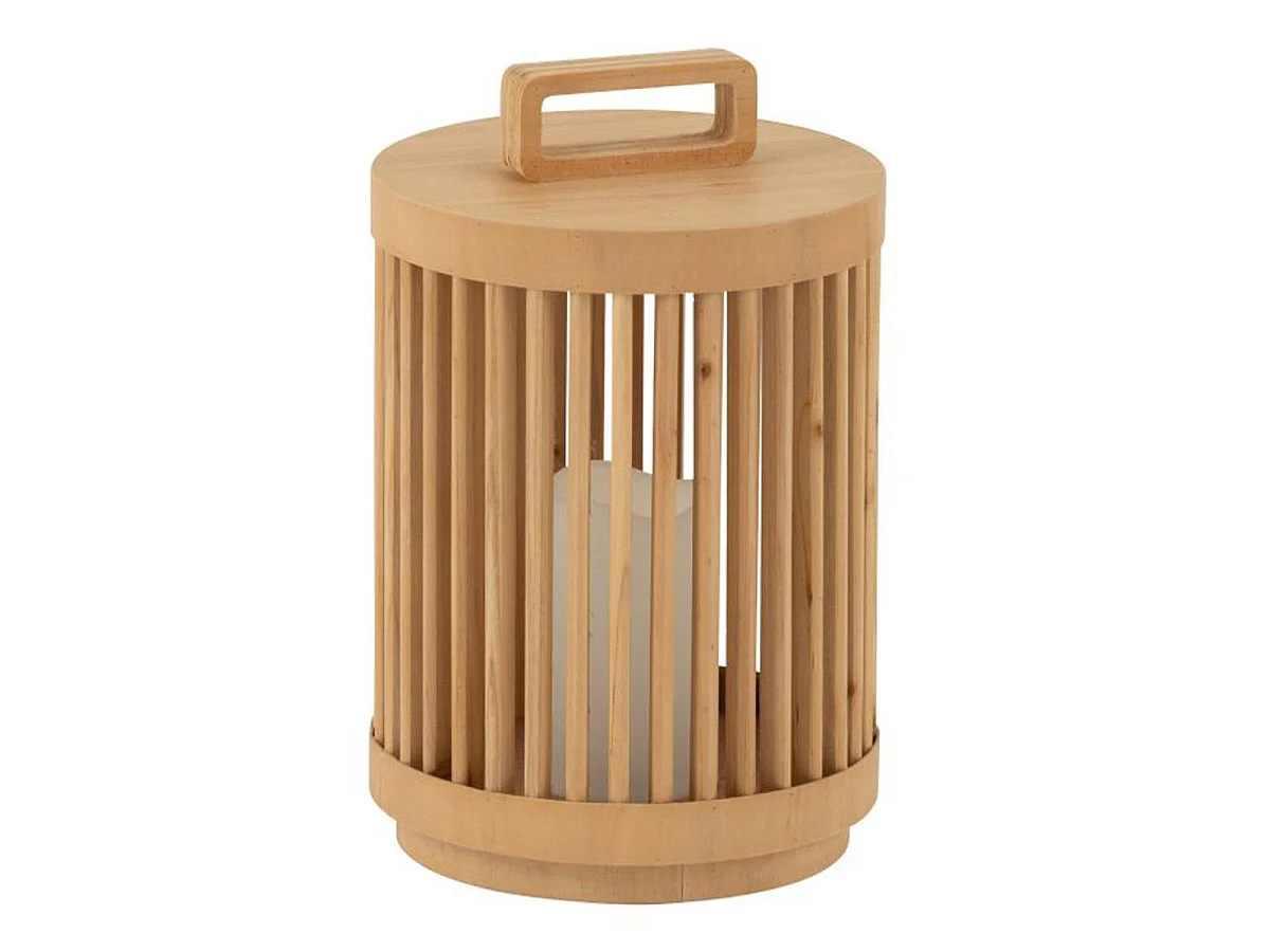 Lampe à Poser à LED en Bois "Cylindrique" 32cm Naturel