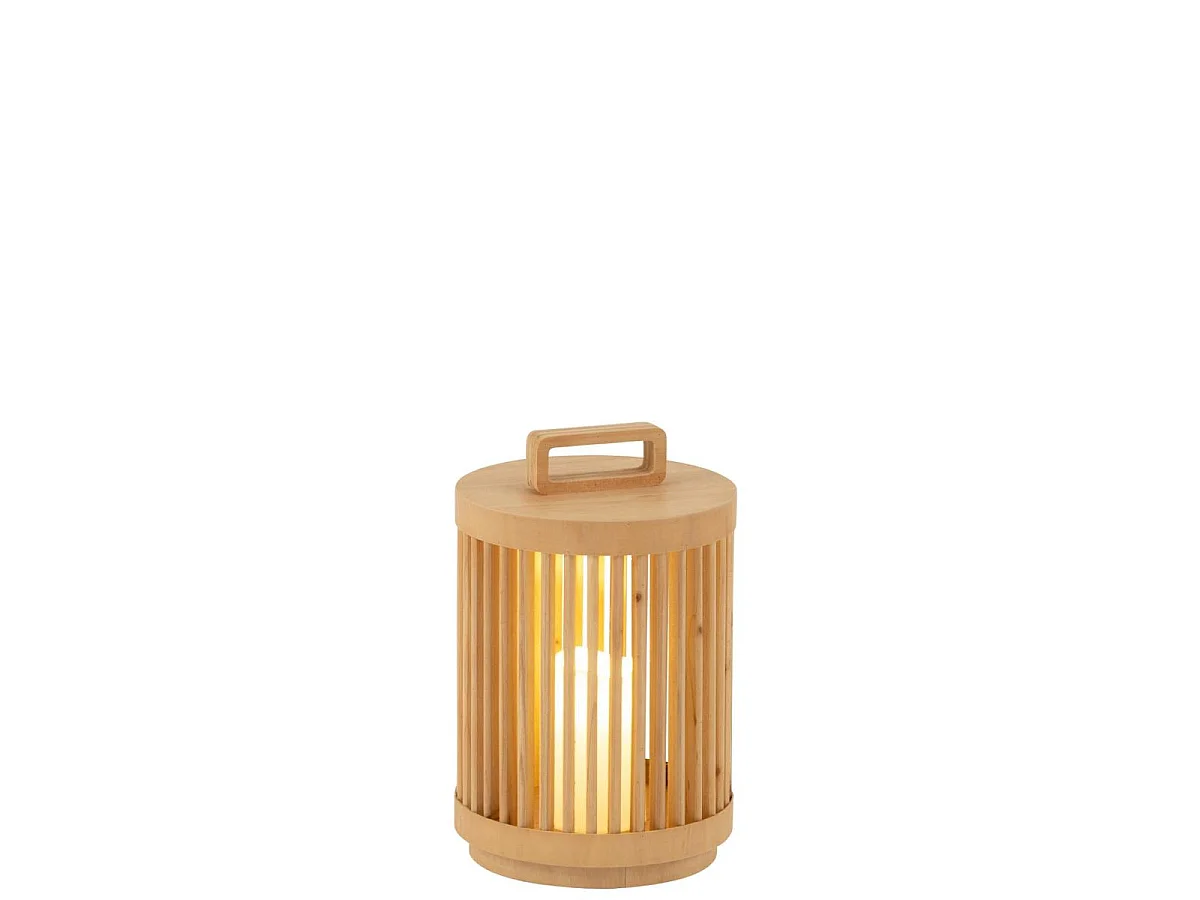 Lampe à Poser à LED en Bois "Cylindrique" 32cm Naturel