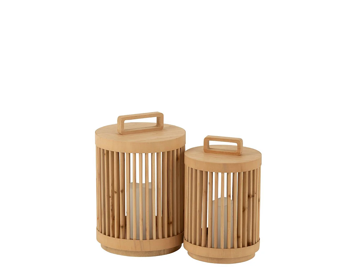 Lampe à Poser à LED en Bois "Cylindrique" 32cm Naturel