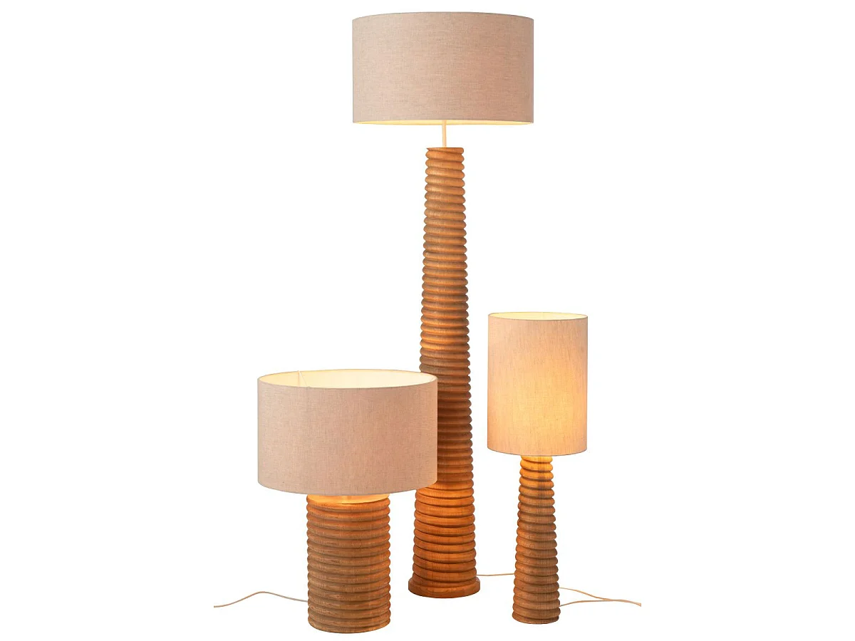 Lampe à Poser Filetage en Bois "Ailanthus" 70cm Naturel