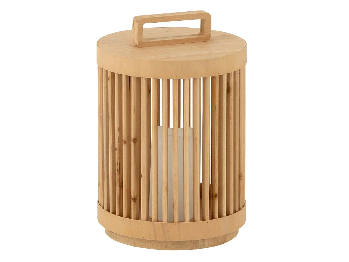 Lampe à Poser à LED en Bois "Cylindrique" 36cm Naturel