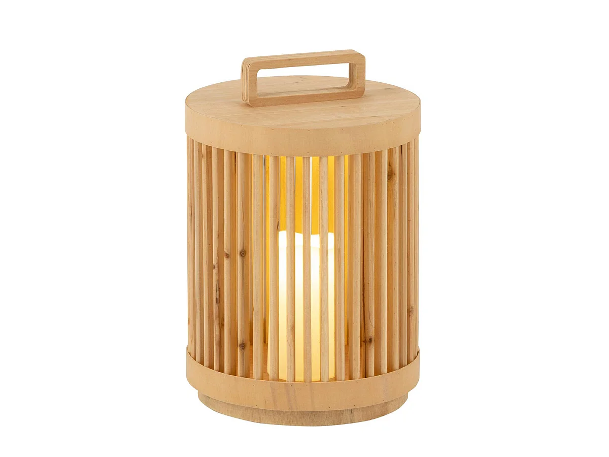Lampe à Poser à LED en Bois "Cylindrique" 36cm Naturel