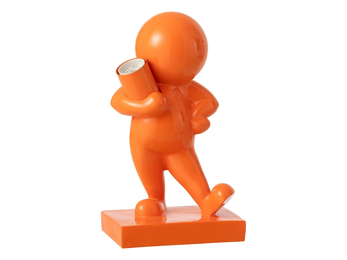 Lampe à Poser en Résine "Marcel" 30cm Orange Foncé