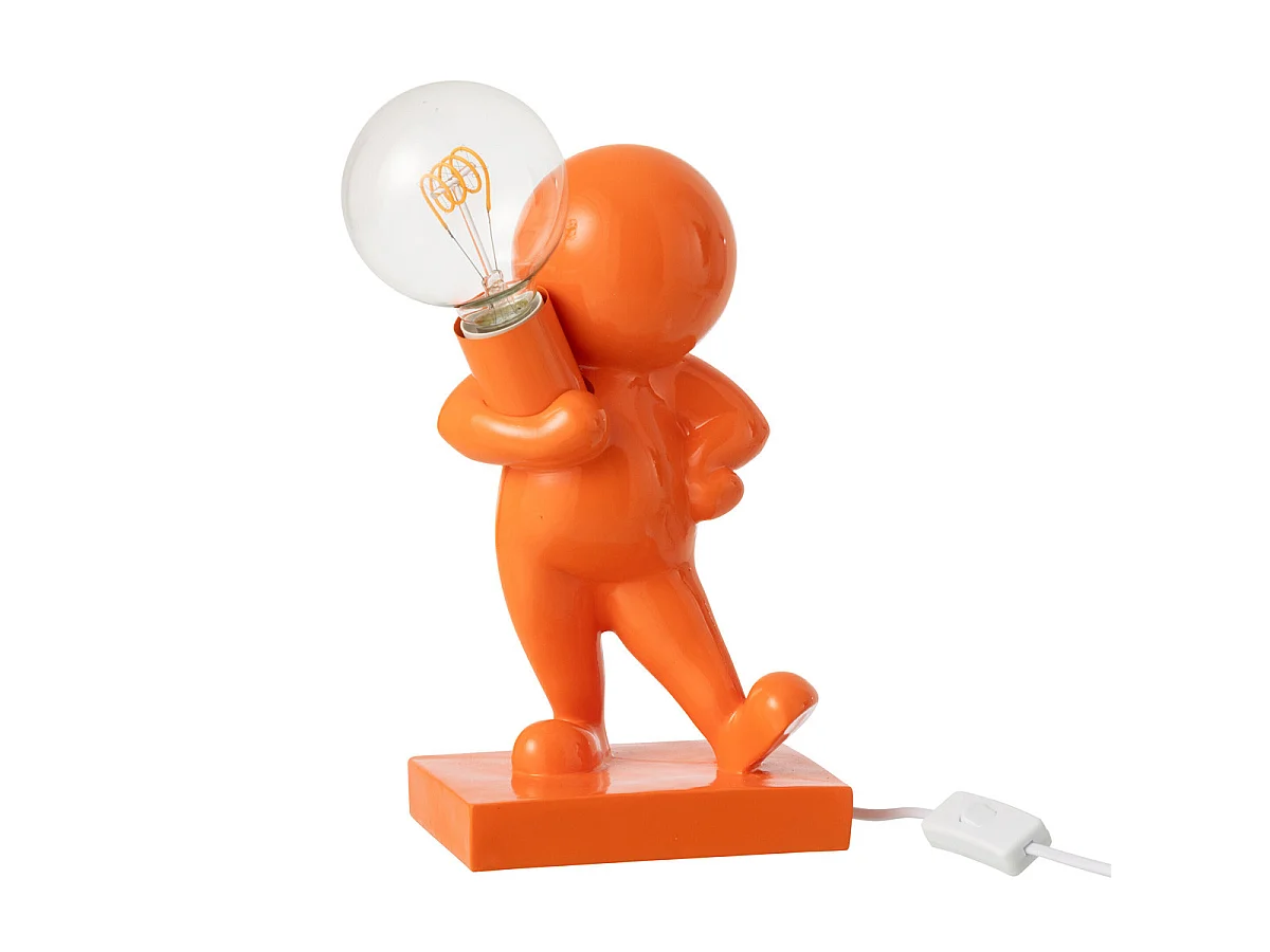 Lampe à Poser en Résine "Marcel" 30cm Orange Foncé