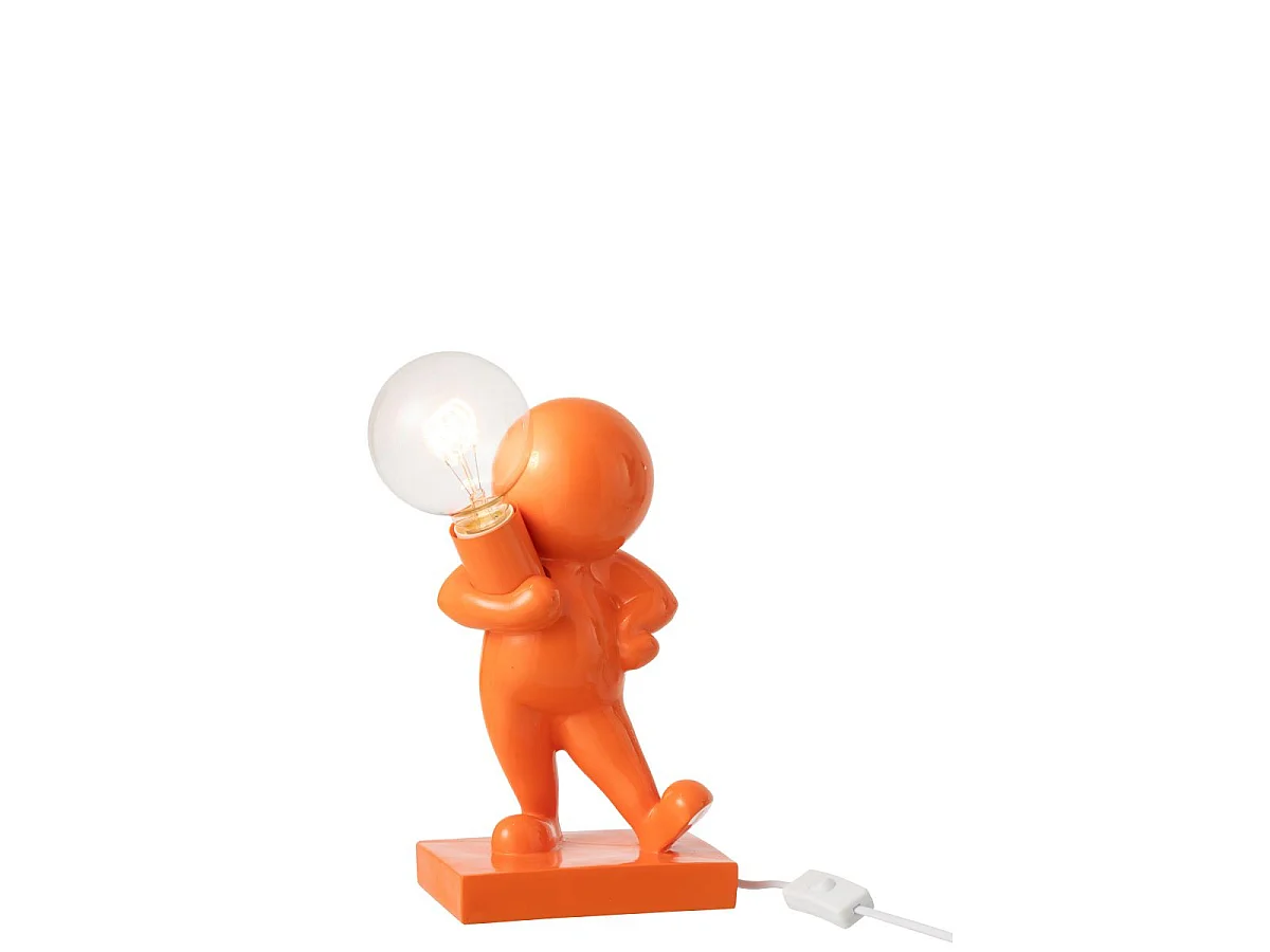 Lampe à Poser en Résine "Marcel" 30cm Orange Foncé