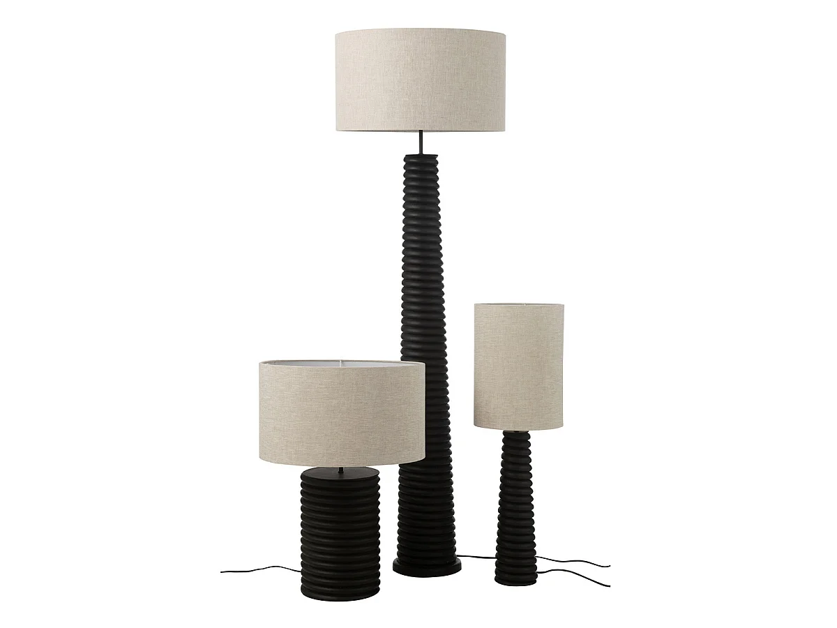 Lampe à Poser Filetage en Bois "Ailanthus" 85cm Noir