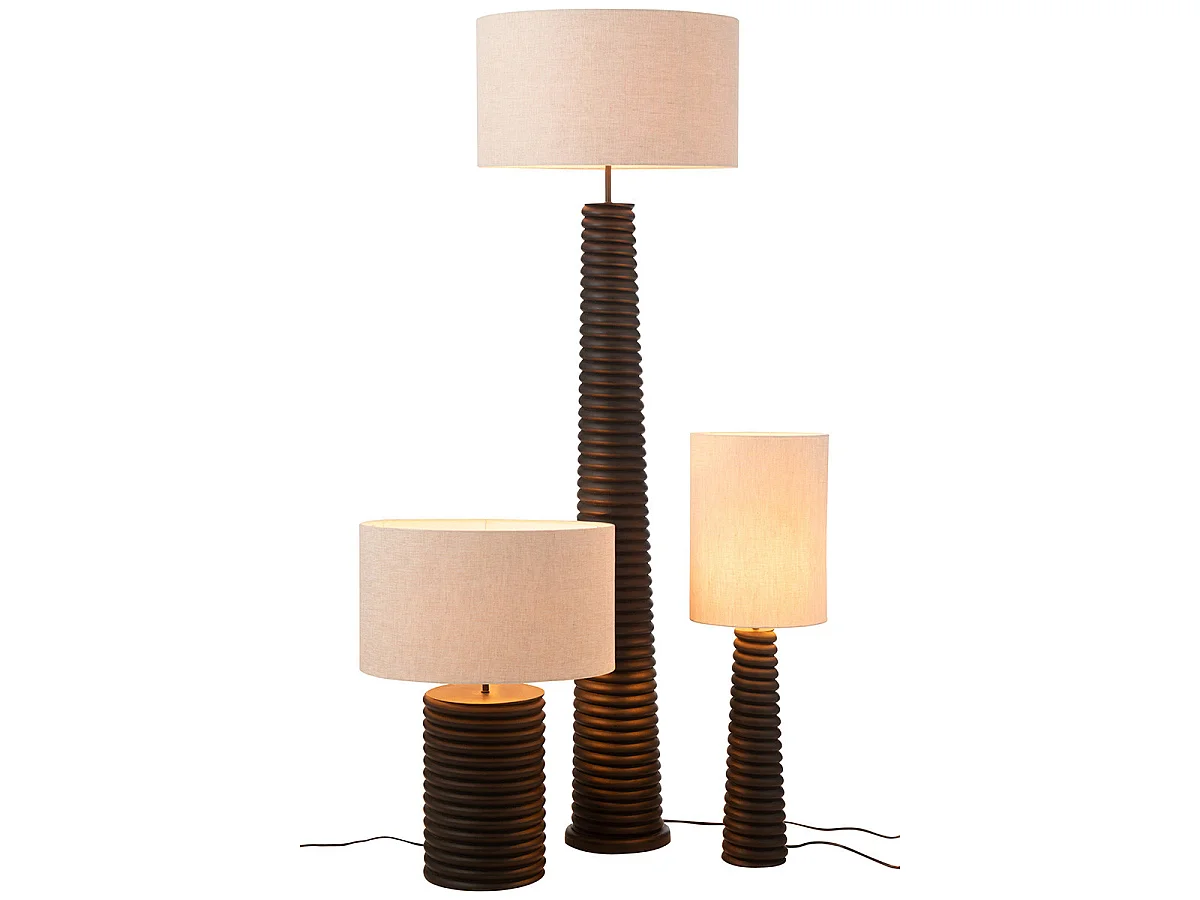 Lampe à Poser Filetage en Bois "Ailanthus" 85cm Noir