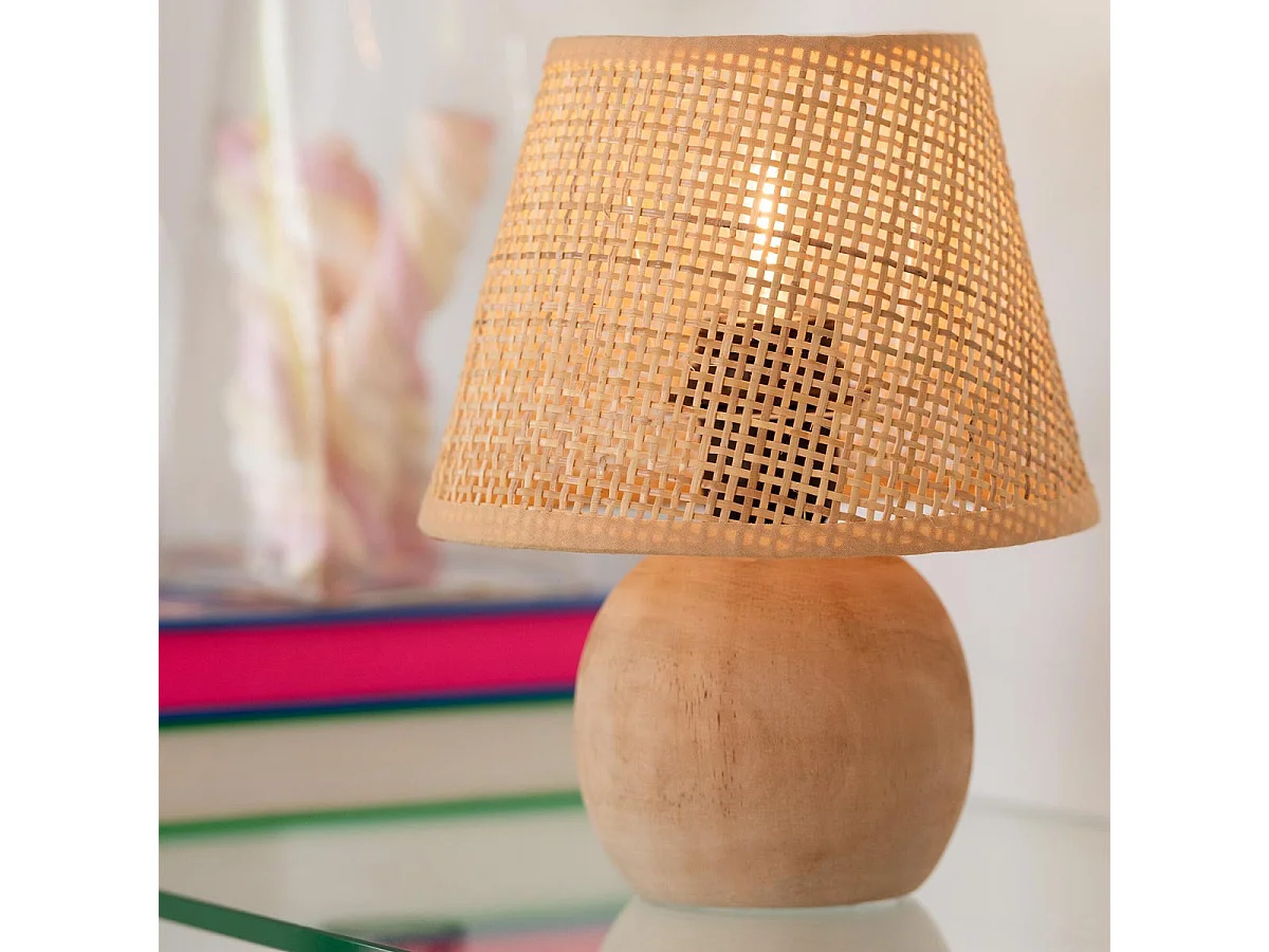Lampe à Poser à LED en Bois "Torsade" 23cm Naturel