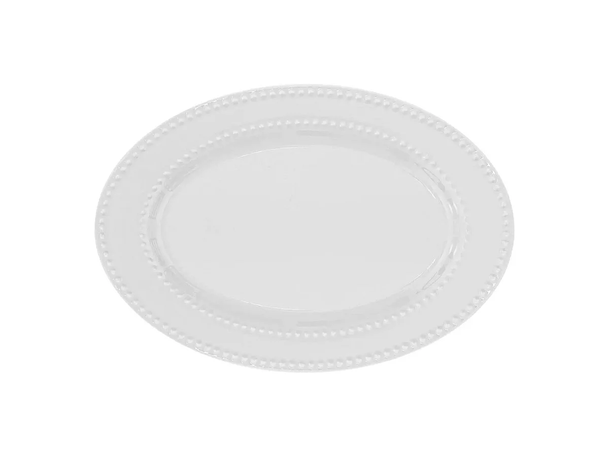 Plat de Présentation en Porcelaine "Perle" 33cm Blanc