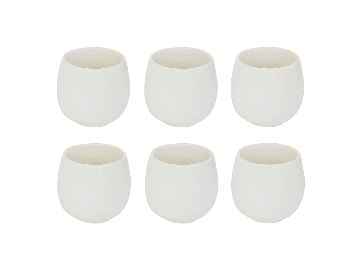 Lot de 6 Tasses à Café en Porcelaine "Nora" 9cl Blanc