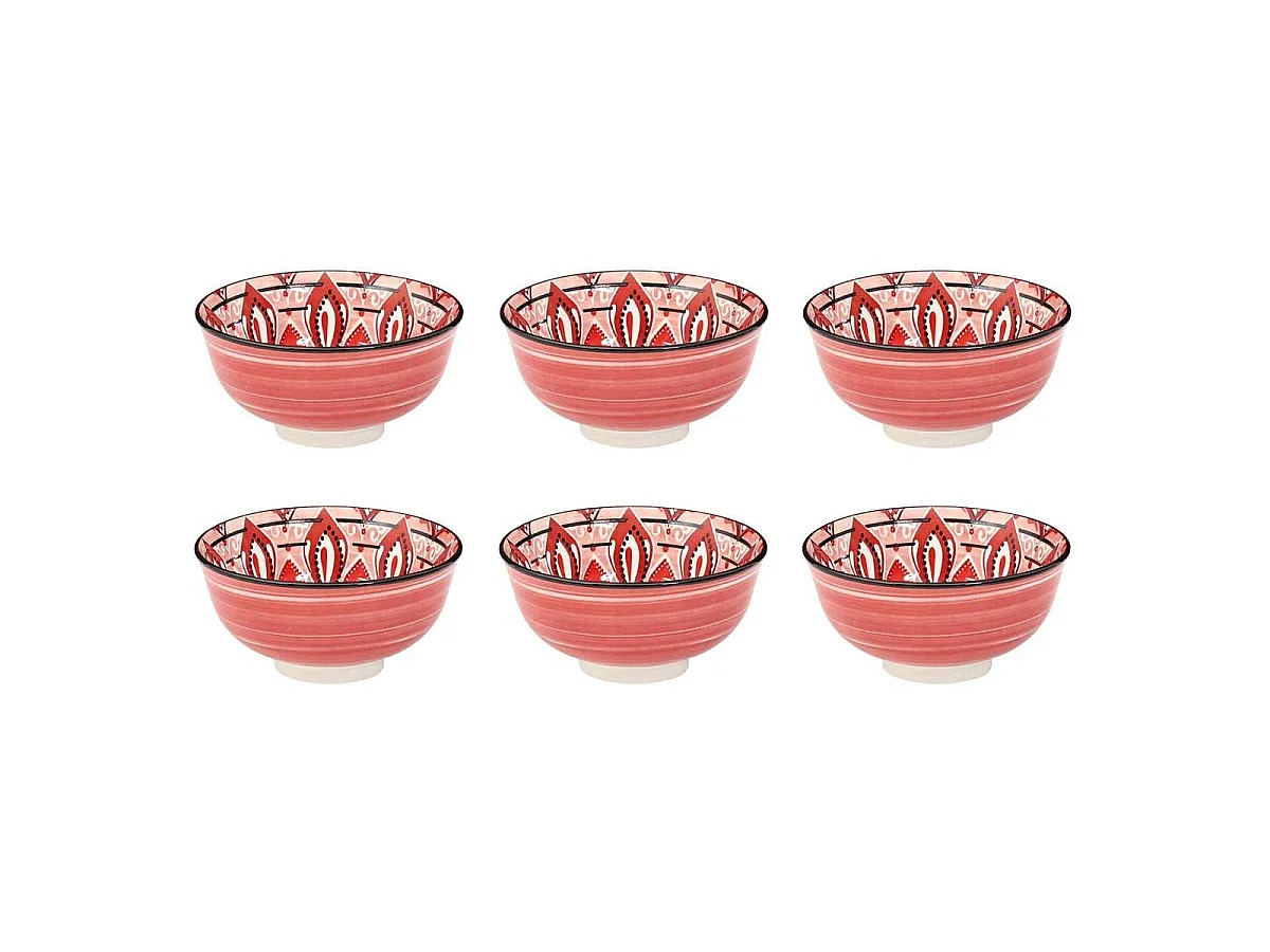 Lot de 6 Bols en Porcelaine "Jaipur" 22cl Rouge