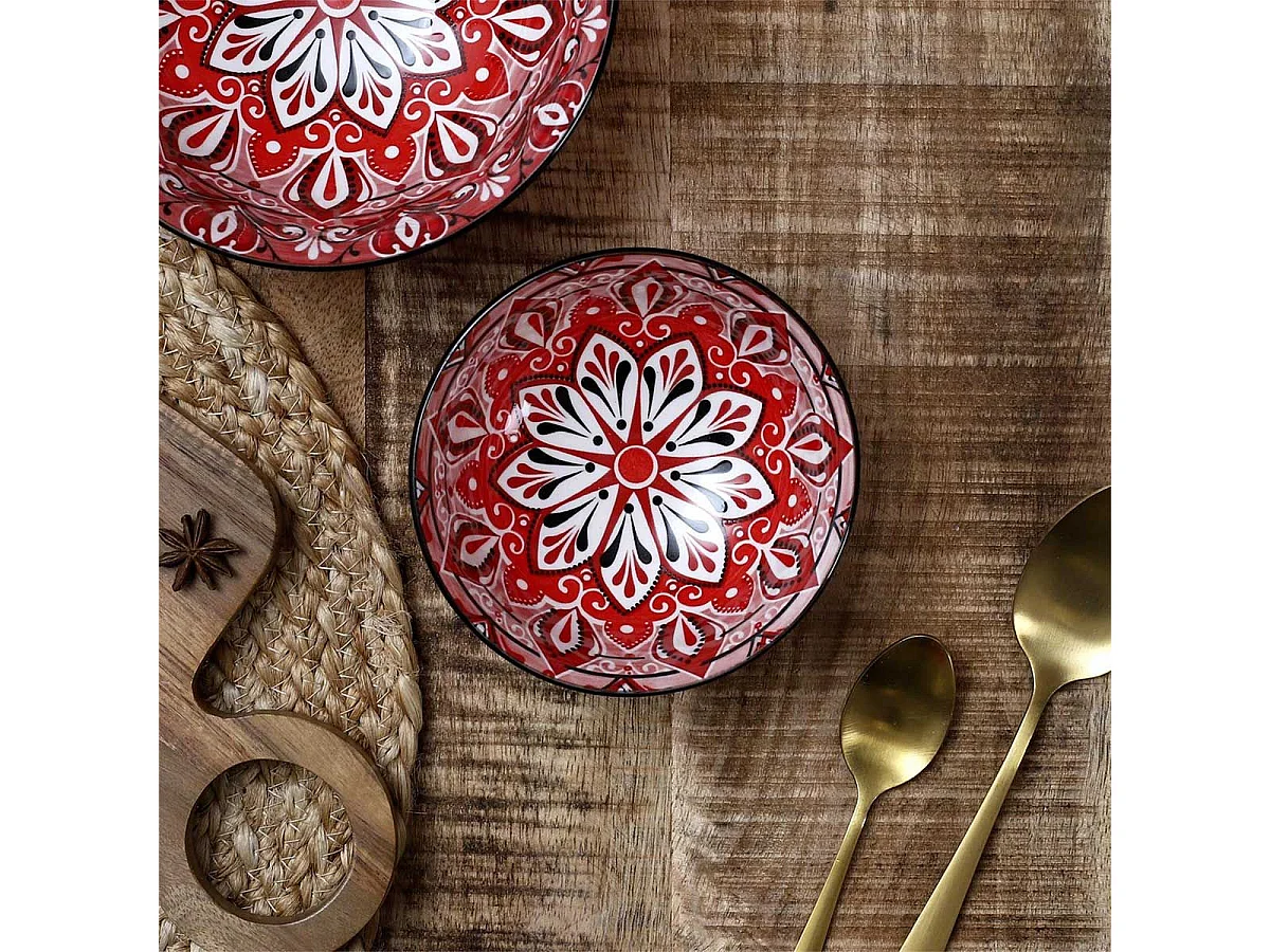 Lot de 6 Bols en Porcelaine "Jaipur" 22cl Rouge