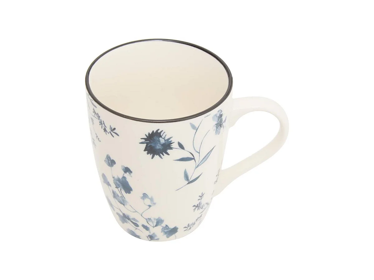 Lot de 6 Mugs en Porcelaine "Umami Fleur" 31cl Bleu
