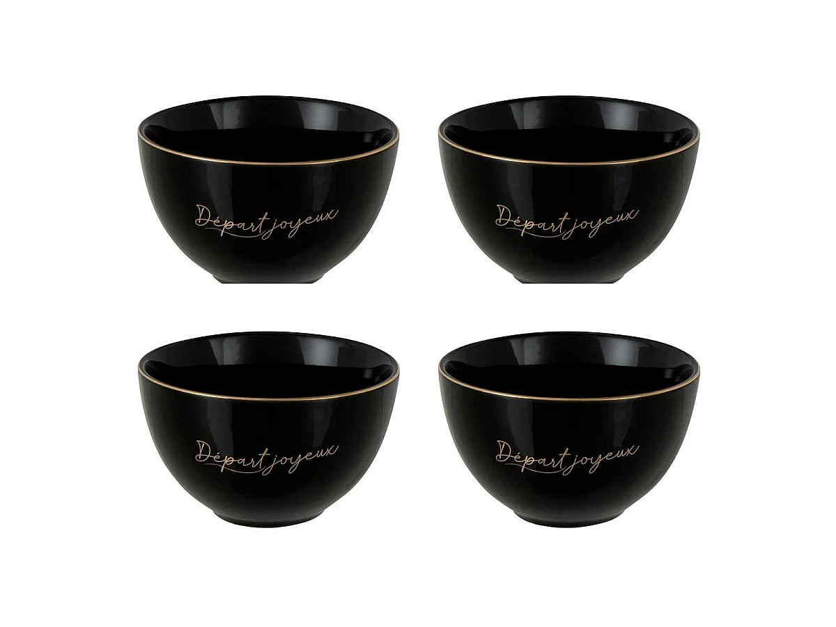 Lot de 4 Bols en Porcelaine "Ilene" 10cm Noir