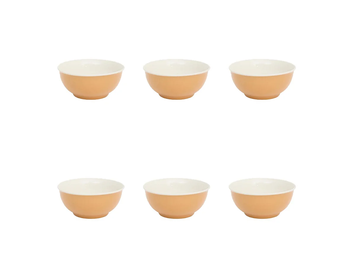 Lot de 6 Bols en Porcelaine "Nature" 52cl Ocre