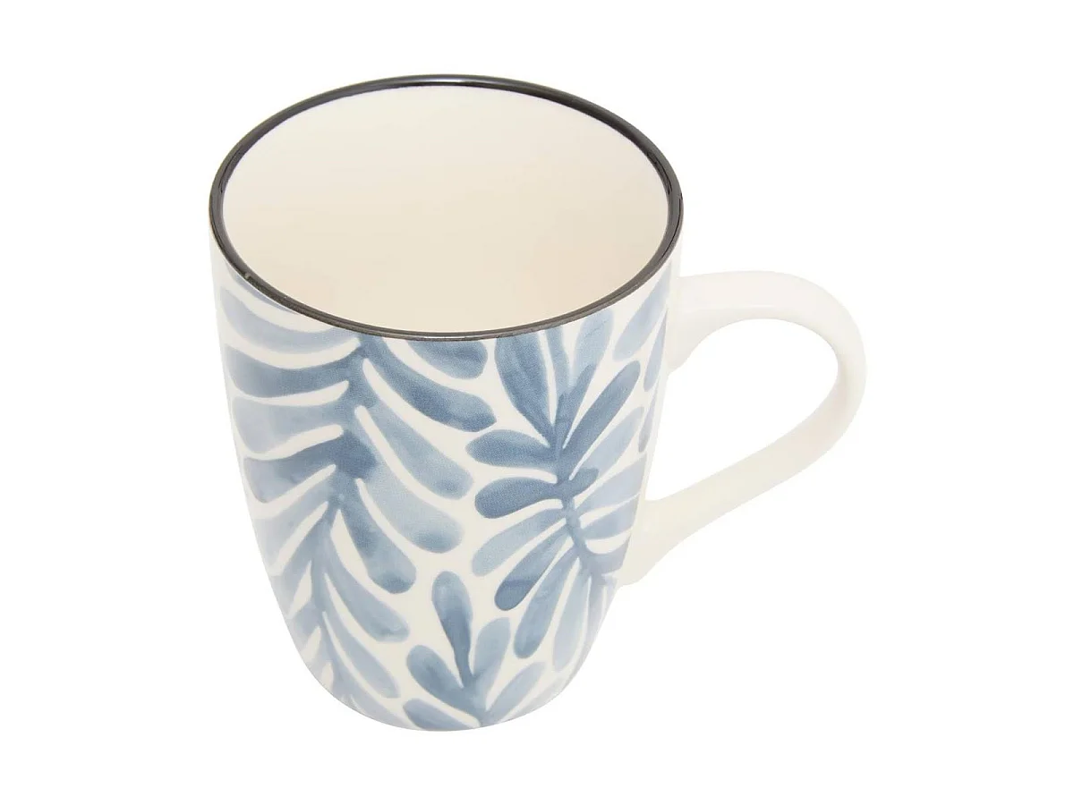 Lot de 6 Mugs en Porcelaine "Umami Feuille" 31cl Bleu