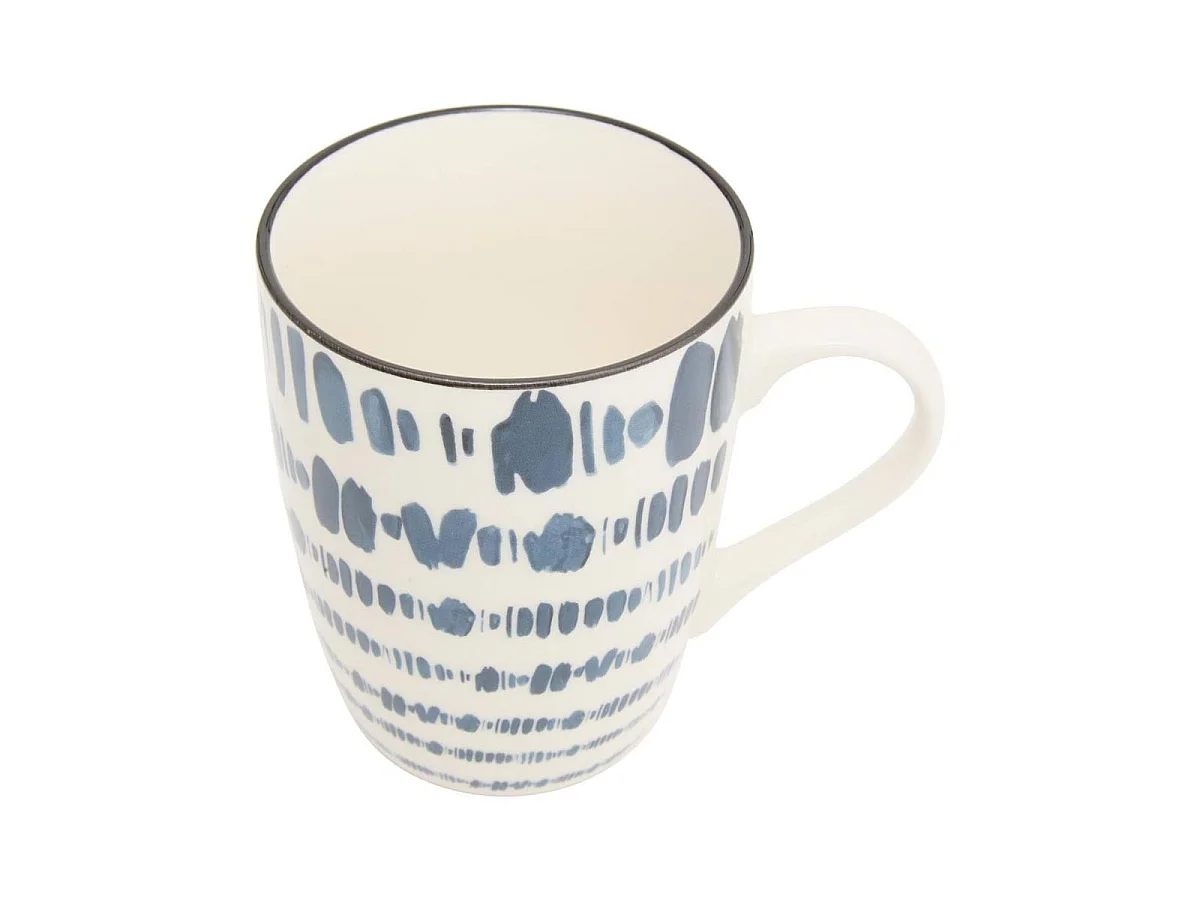 Lot de 6 Mugs en Porcelaine "Umami Rayon" 31cl Bleu