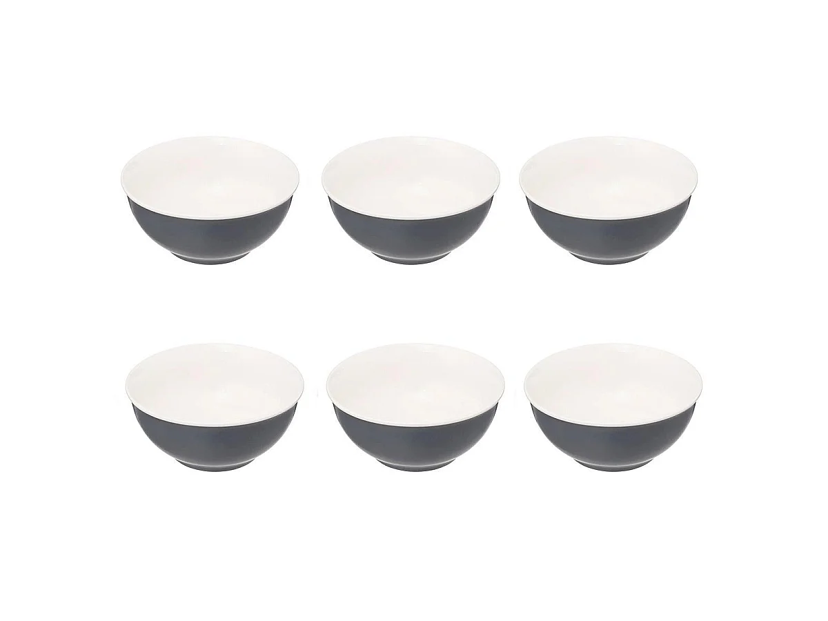 Lot de 6 Bols en Porcelaine "Nature" 52cl Bleu Gris
