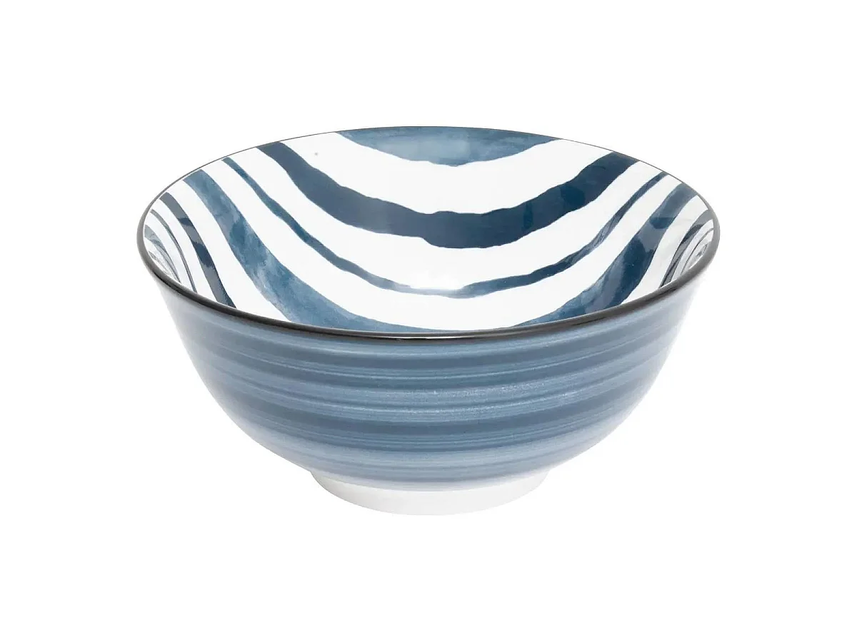 Lot de 6 Bols en Porcelaine "Umami Rayure" 15cm Bleu