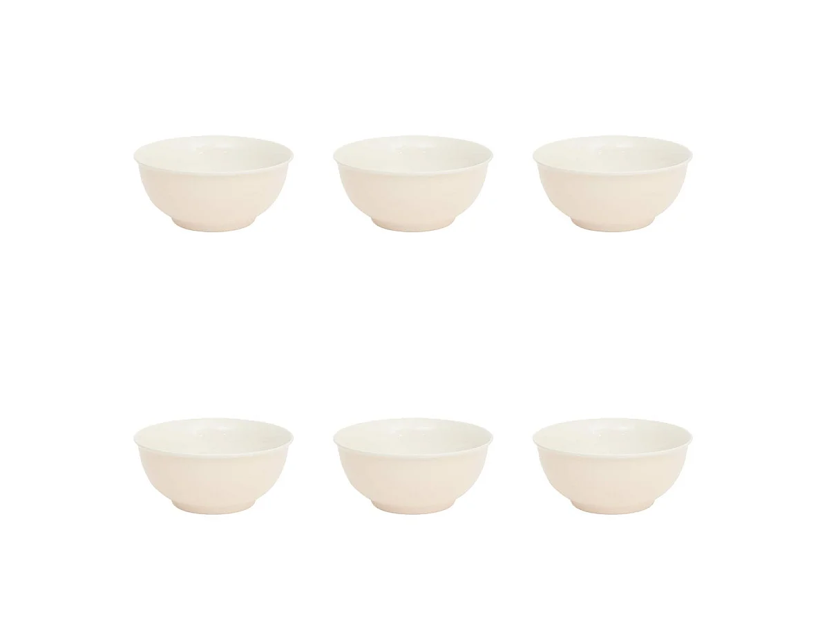 Lot de 6 Bols en Porcelaine "Nature" 52cl Crème