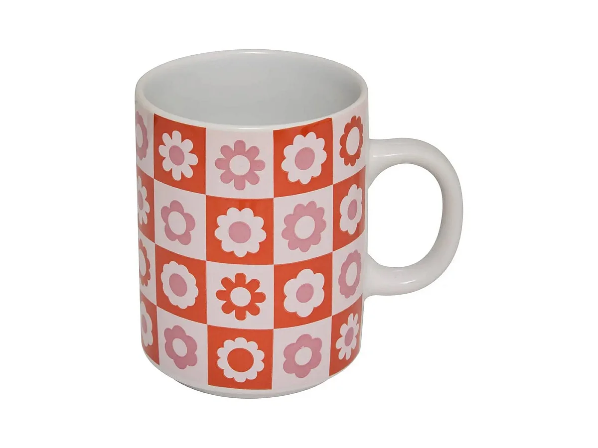 Coffret 2 Mugs en Porcelaine "Chachapop" 36cl Rose