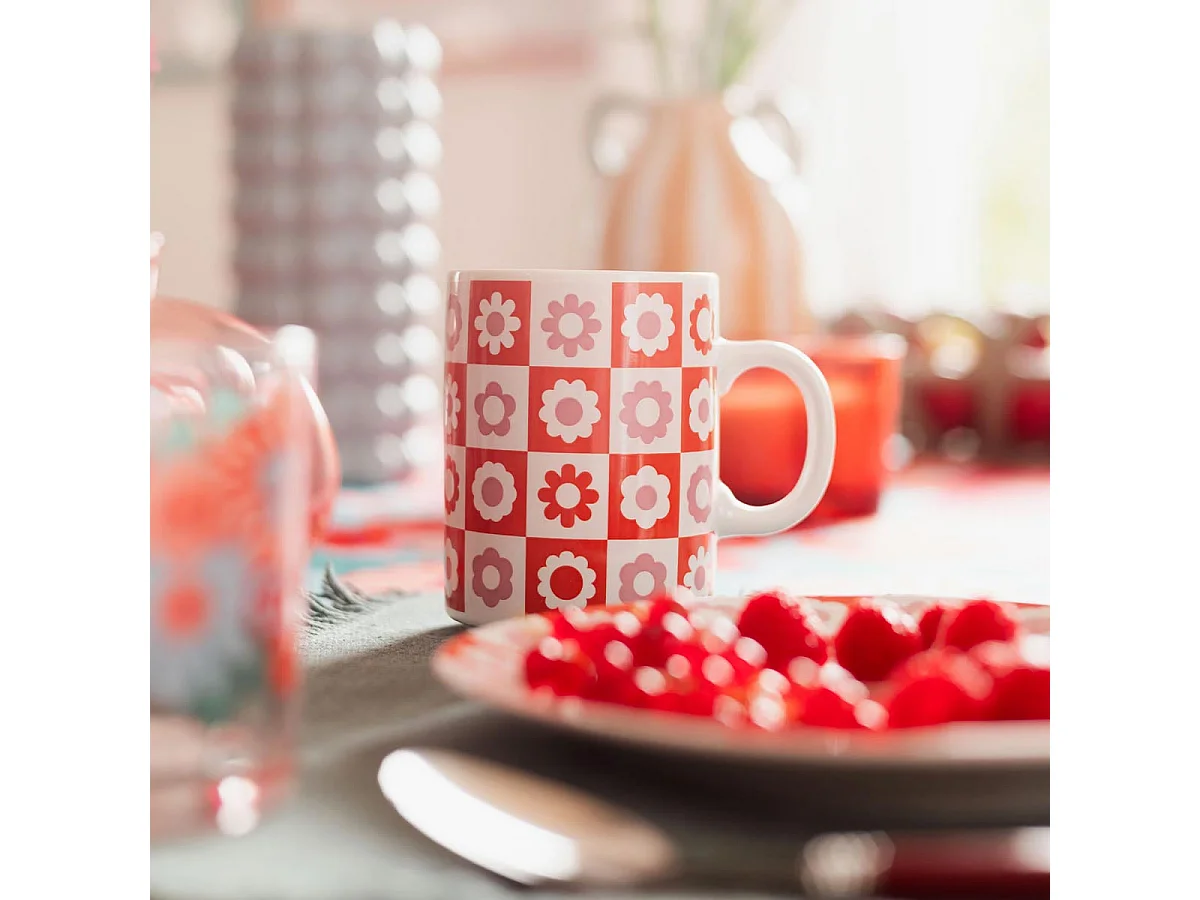 Coffret 2 Mugs en Porcelaine "Chachapop" 36cl Rose