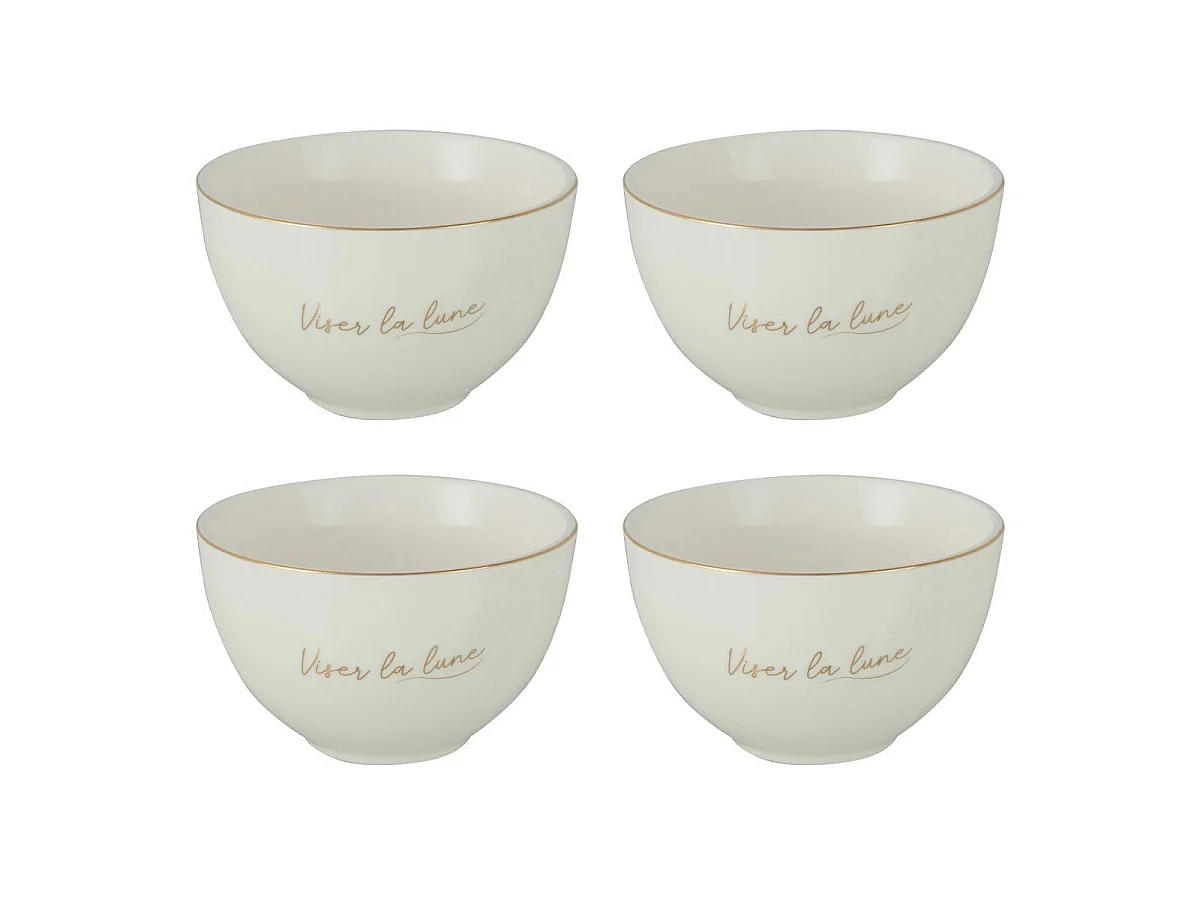 Lot de 4 Bols en Porcelaine "Ilene" 10cm Blanc