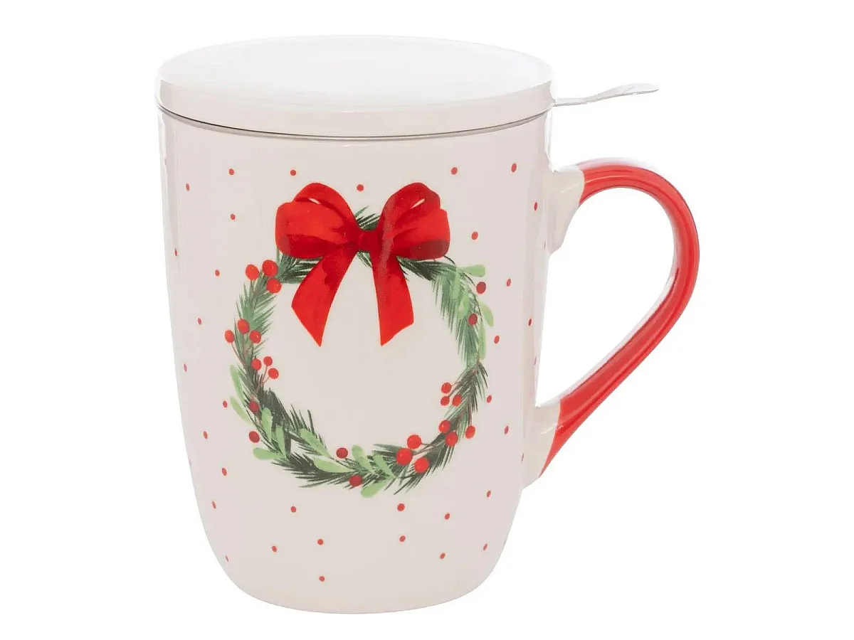 Tisanière en Porcelaine "Couronne de Noël" 55cl Blanc