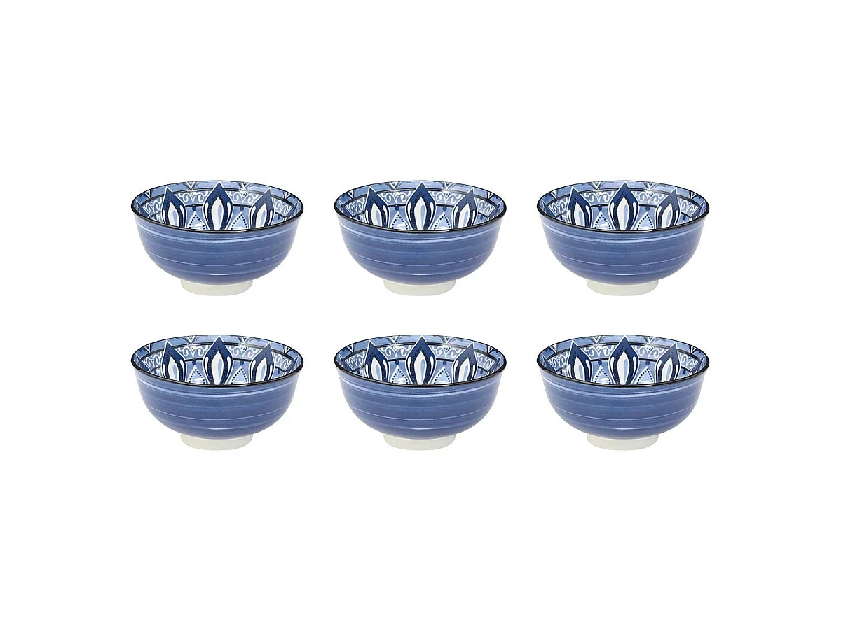 Lot de 6 Bols en Porcelaine "Jaipur" 22cl Bleu