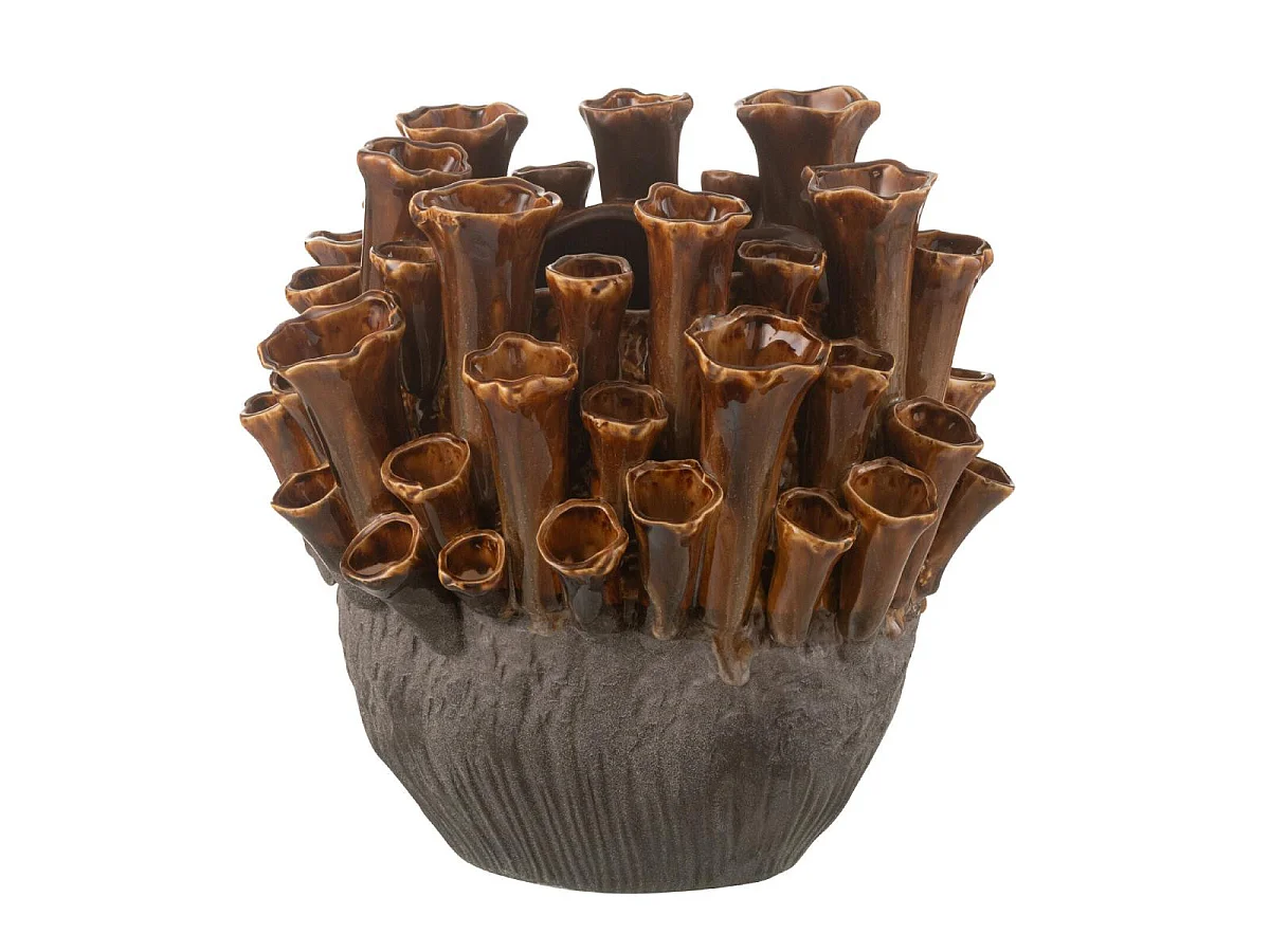 Vase en Porcelaine "Anémone" 28cm Marron