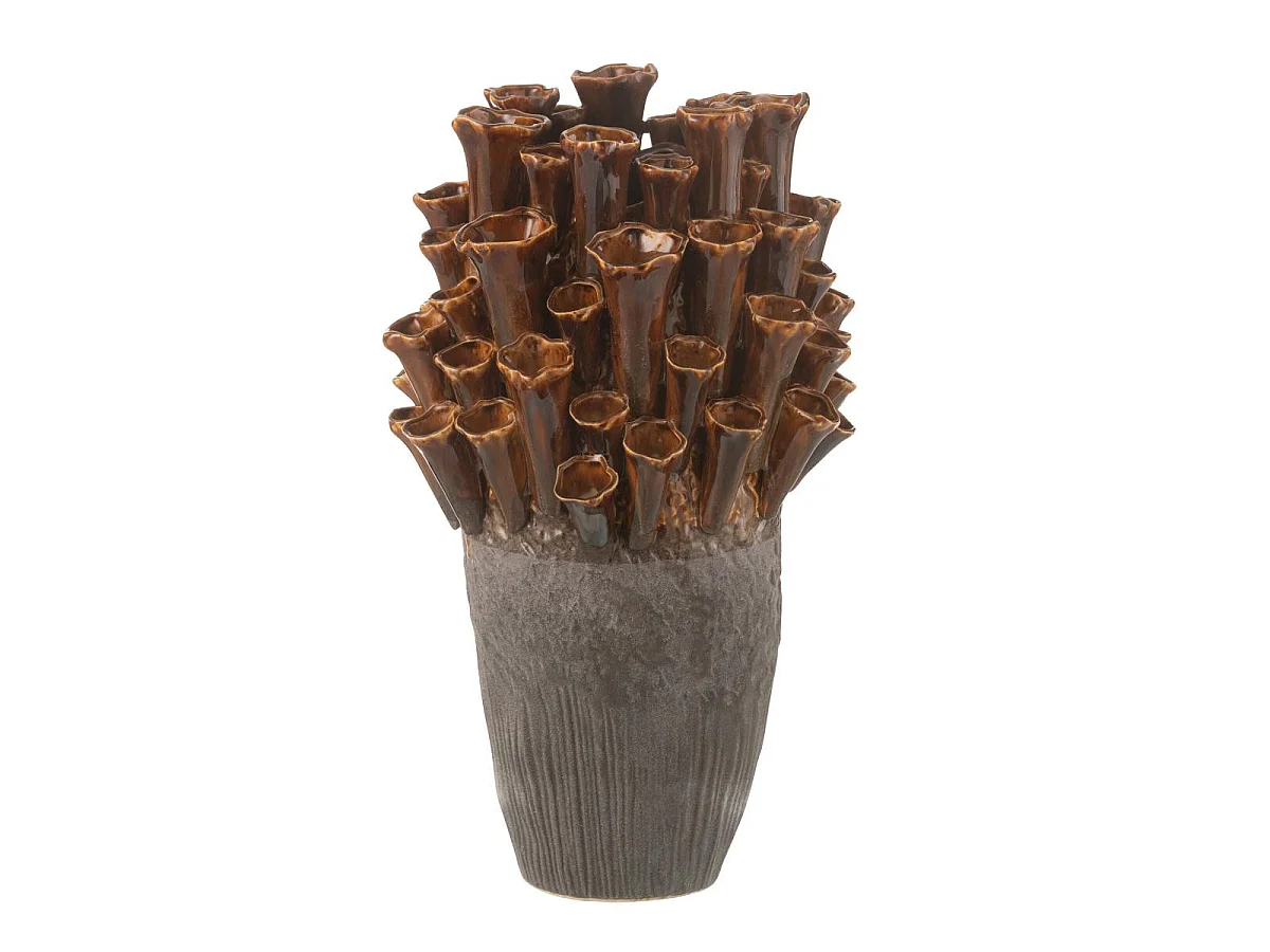 Vase en Porcelaine "Anémone" 46cm Marron