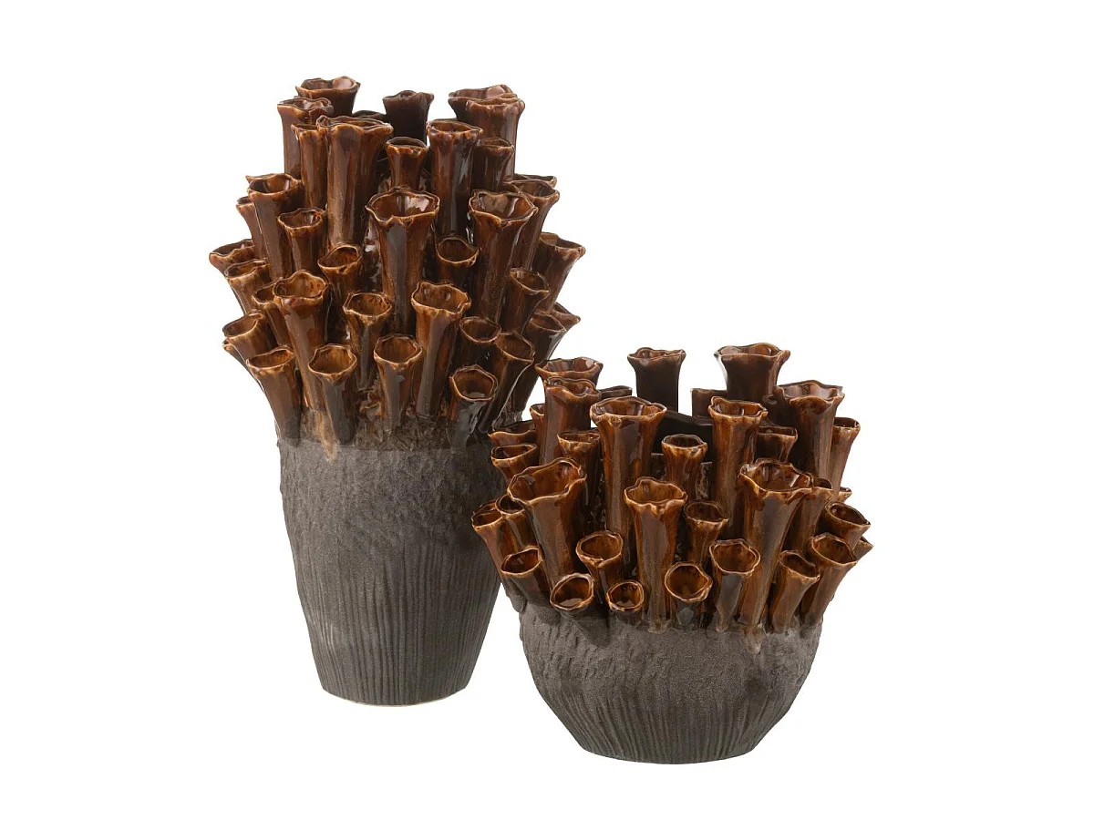 Vase en Porcelaine "Anémone" 46cm Marron
