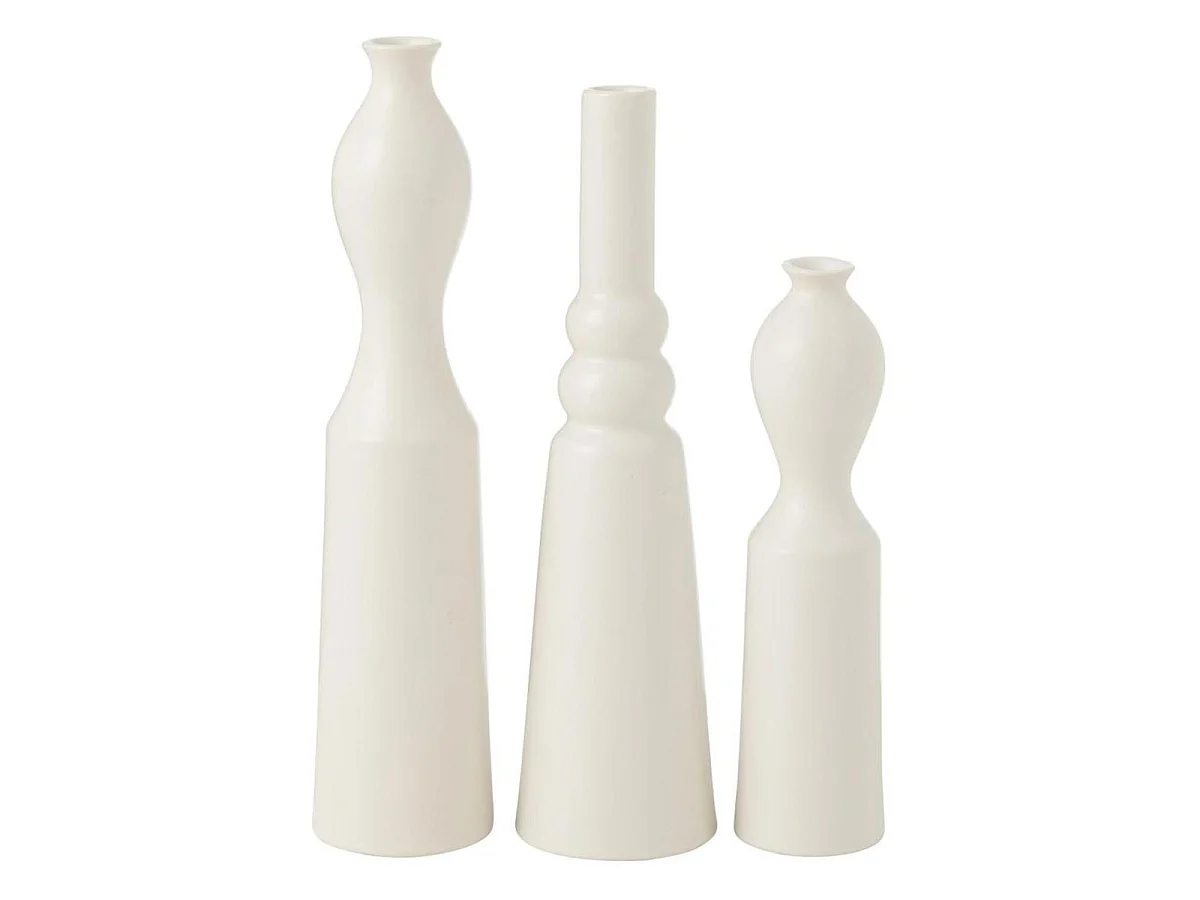 Lot de 3 Vases en Porcelaine "Leia" 32cm Blanc