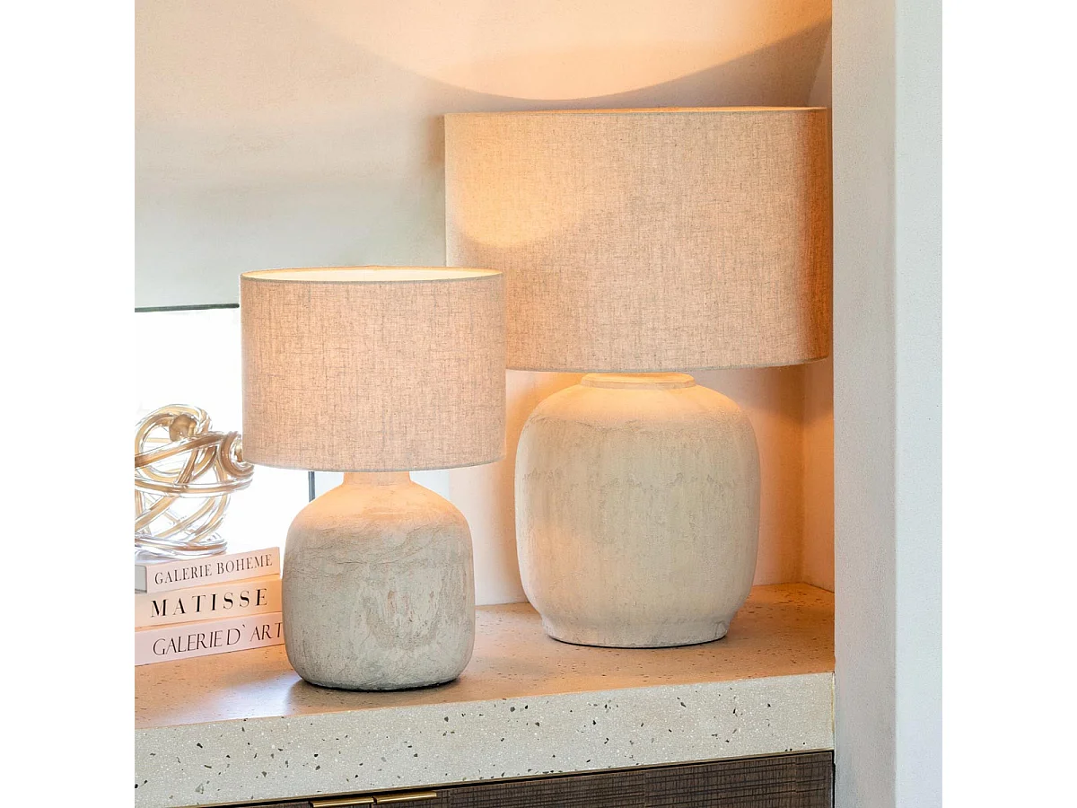 Lampe à Poser en Terre Cuite "Mia" 64cm Beige