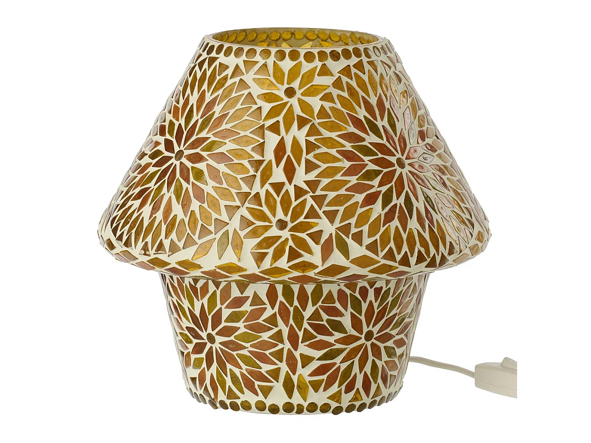 Lampe à Poser Mosaïque "Mari" 24cm Marron & Orange