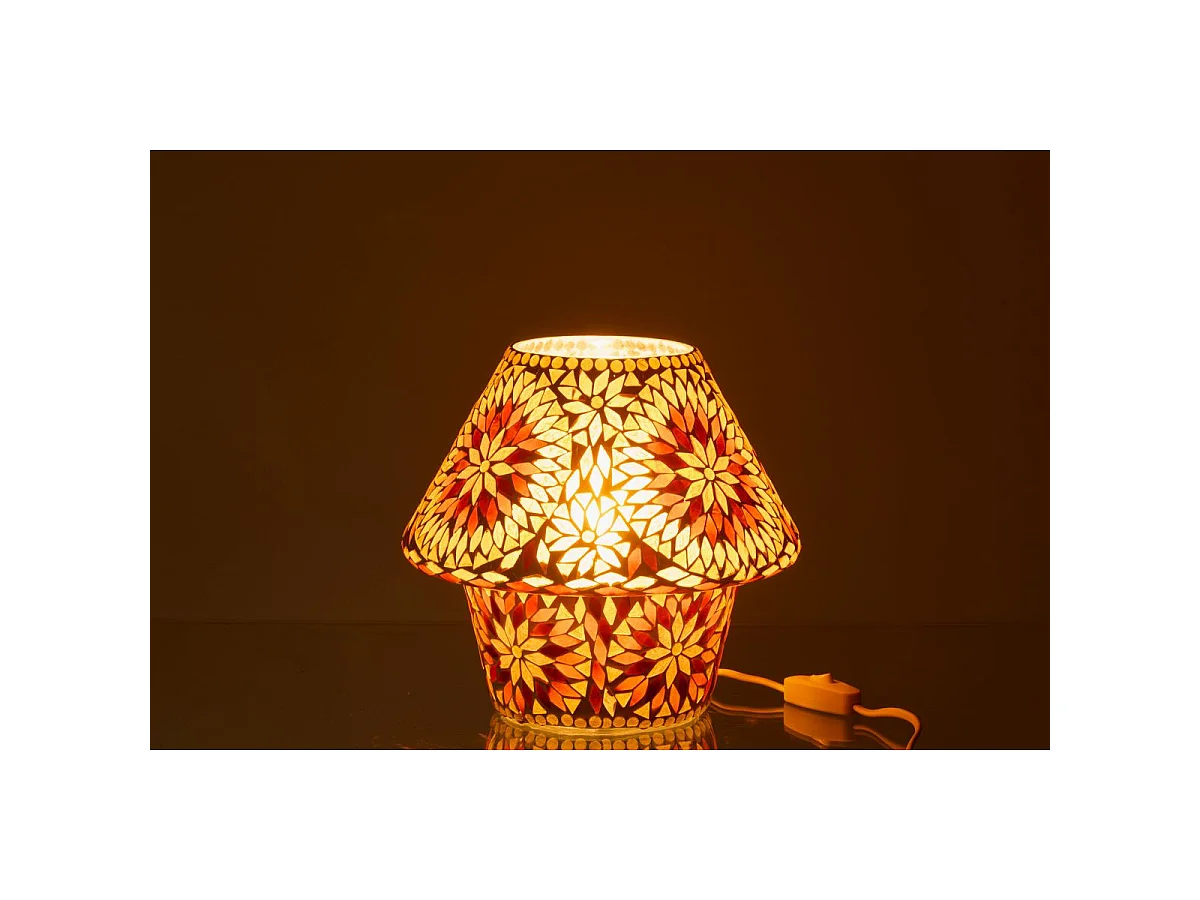 Lampe à Poser Mosaïque "Mari" 24cm Marron & Orange