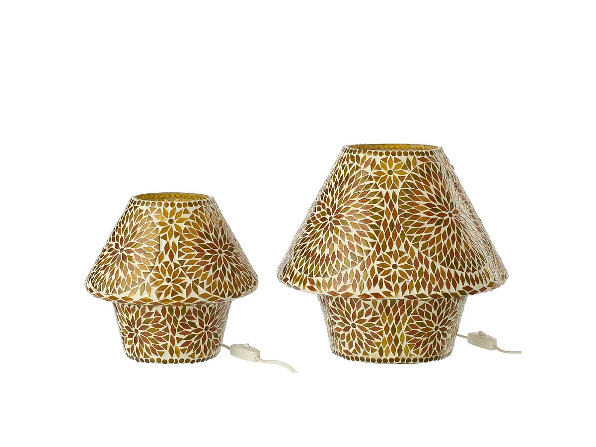 Lampe à Poser Mosaïque "Mari" 24cm Marron & Orange