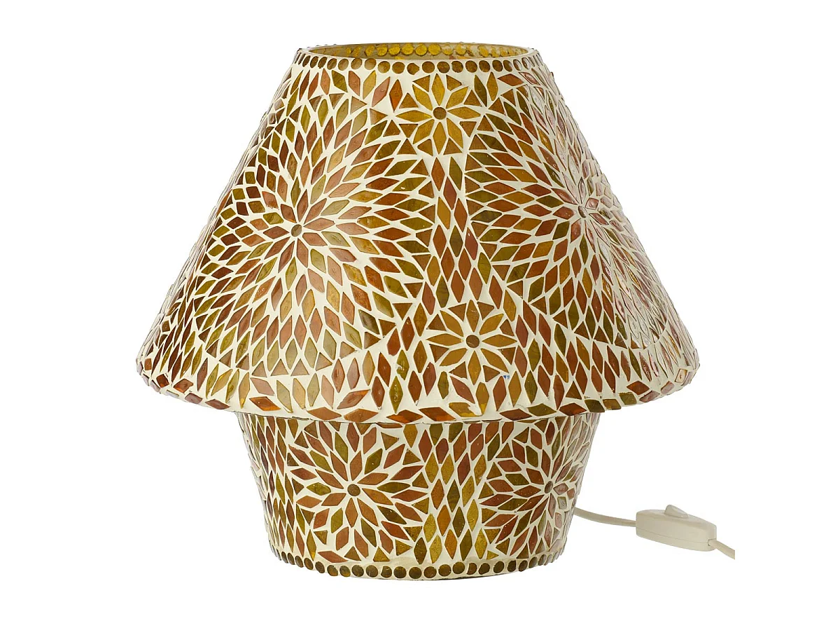 Lampe à Poser Mosaïque "Mari" 33cm Marron & Orange