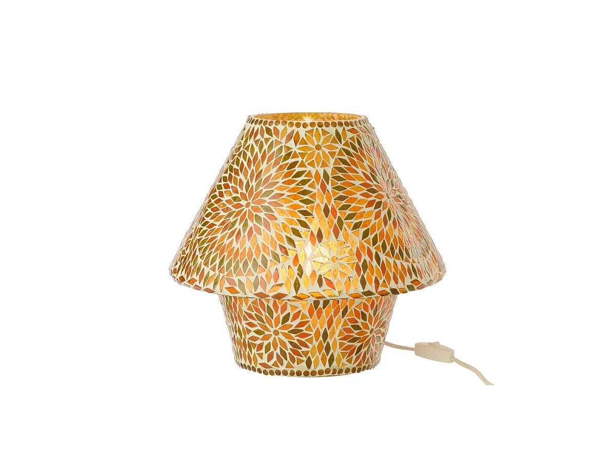 Lampe à Poser Mosaïque "Mari" 33cm Marron & Orange