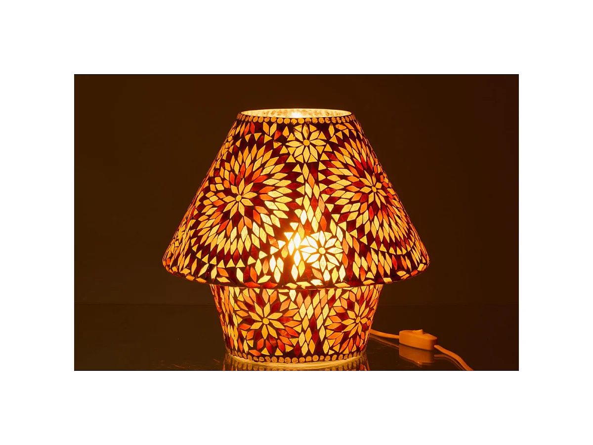 Lampe à Poser Mosaïque "Mari" 33cm Marron & Orange
