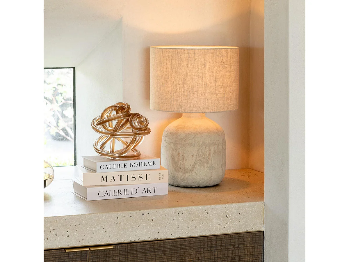 Lampe à Poser en Terre Cuite "Mia" 47cm Beige